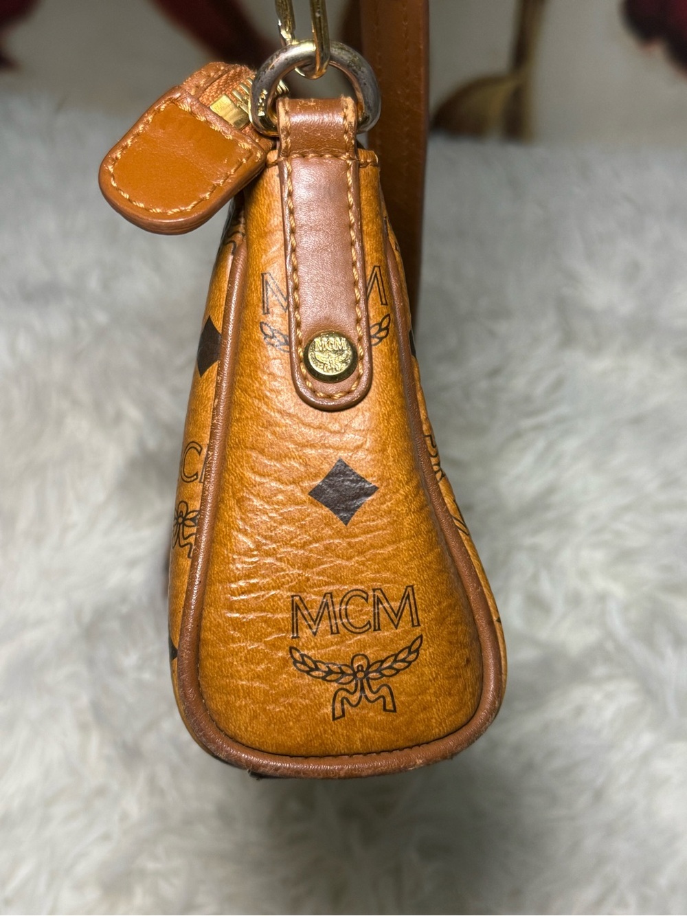 MCM Visetos Cognac Mini Chain Shoulder Bag - Picture 4 of 13
